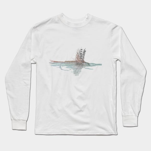 March Brown Dry Fly Floating Long Sleeve T-Shirt by garrettsgardens